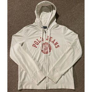 Vintage Medium Ralph Lauren Polo Jeans CO Spell Out Full Zip Lightweight Hoodie